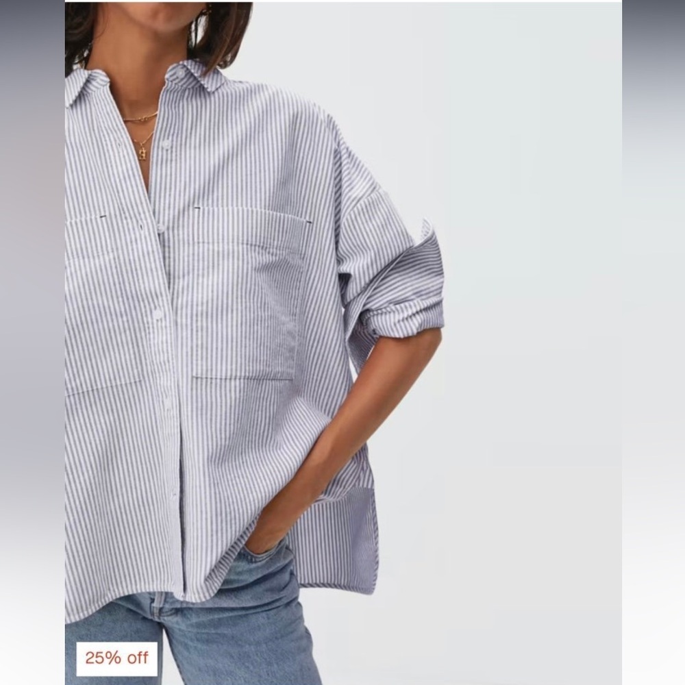 Everlane Striped Oversized Button Up Blouse